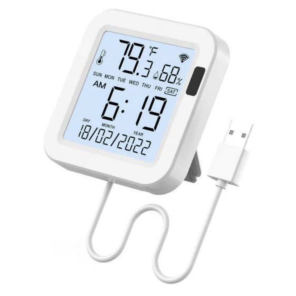 Sensor de Temperatura y Humedad Inteligente MOES Tuya – WSS-FL-TH16-WH-EN