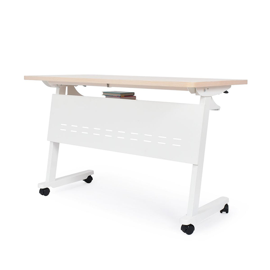 White Flex I Folding Desk with Wheels