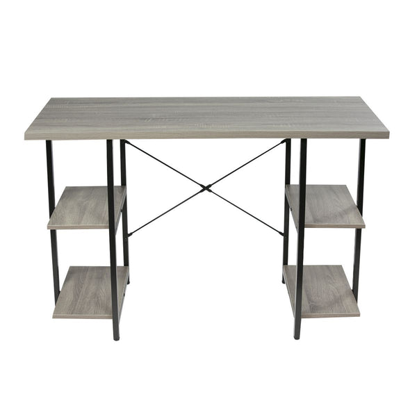 Desk 4 Shelves Black/Cement