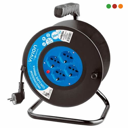 Extension cord reel 15 meters VIVION with 4 sockets, switch and Schuko plug