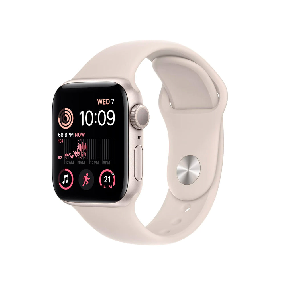 Apple Watch SE (2.ª gen.) de 44 mm, correa deportiva de aluminio en color Starlight