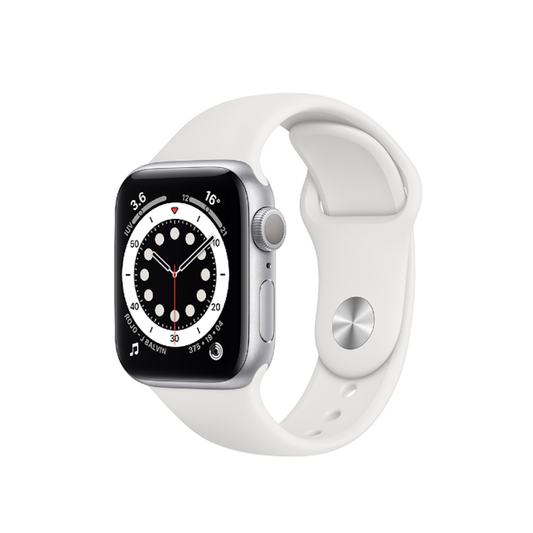 Apple Watch Series 6 44mm Silver aluminium White Sport Band